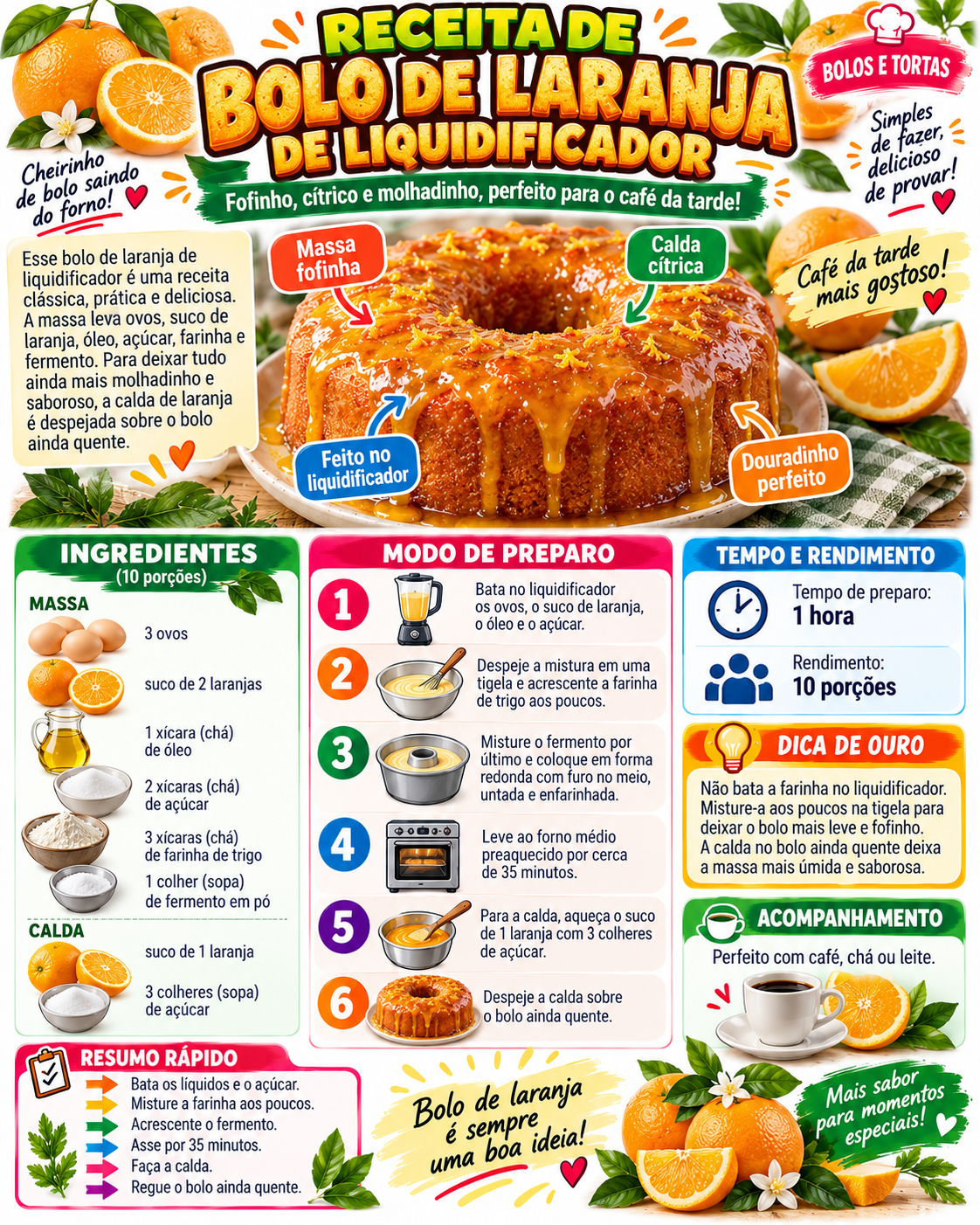 Bolo de Laranja de Liquidificador