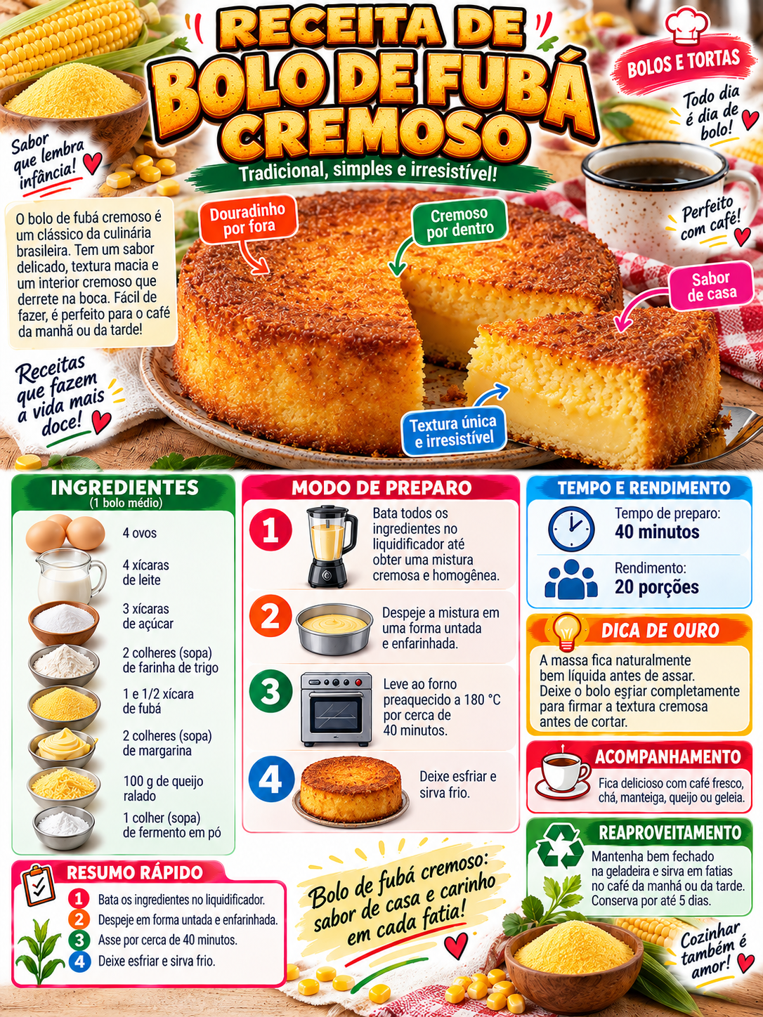 Bolo de Fubá Cremoso