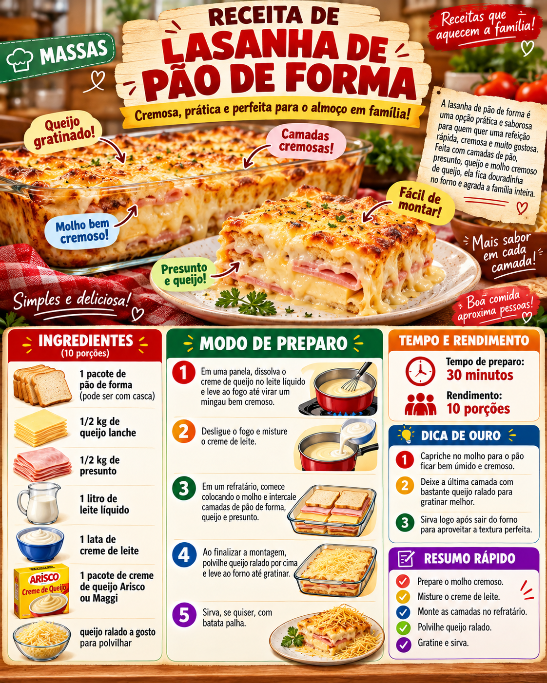 Lasanha de Pão de Forma