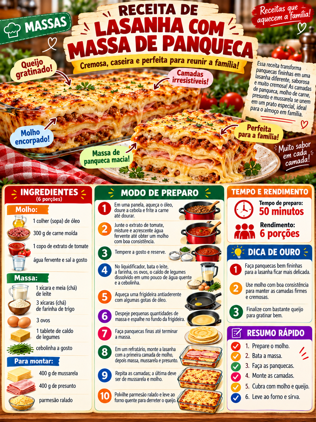 Lasanha com Massa de Panqueca