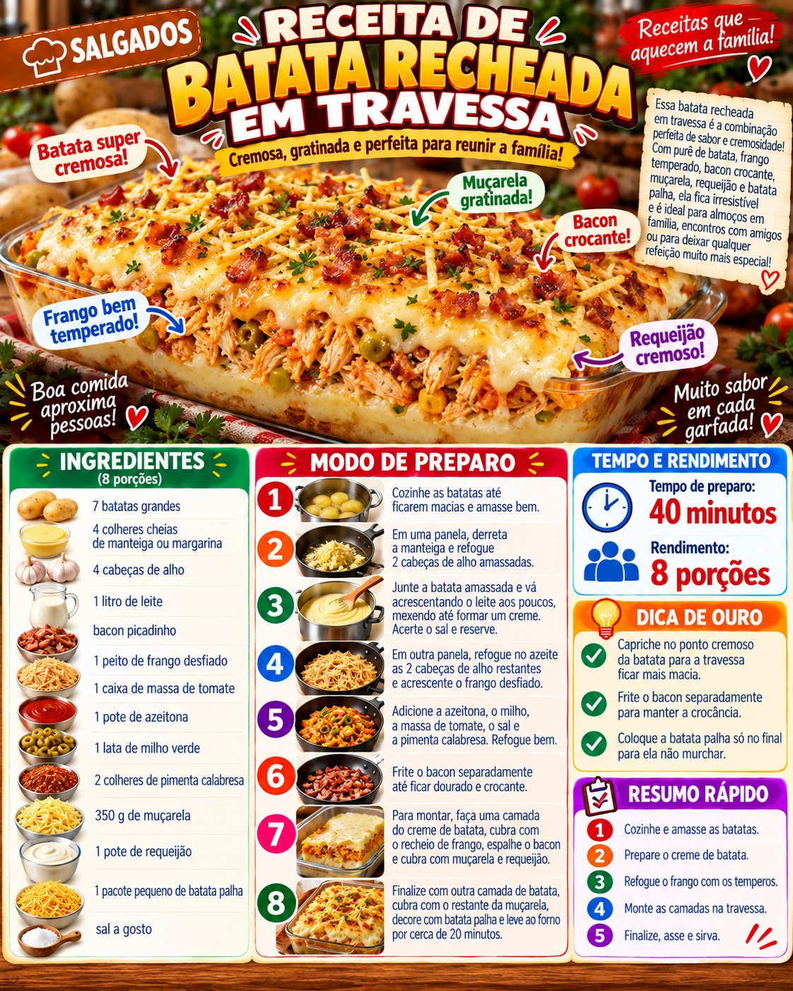 Batata Recheada em Travessa