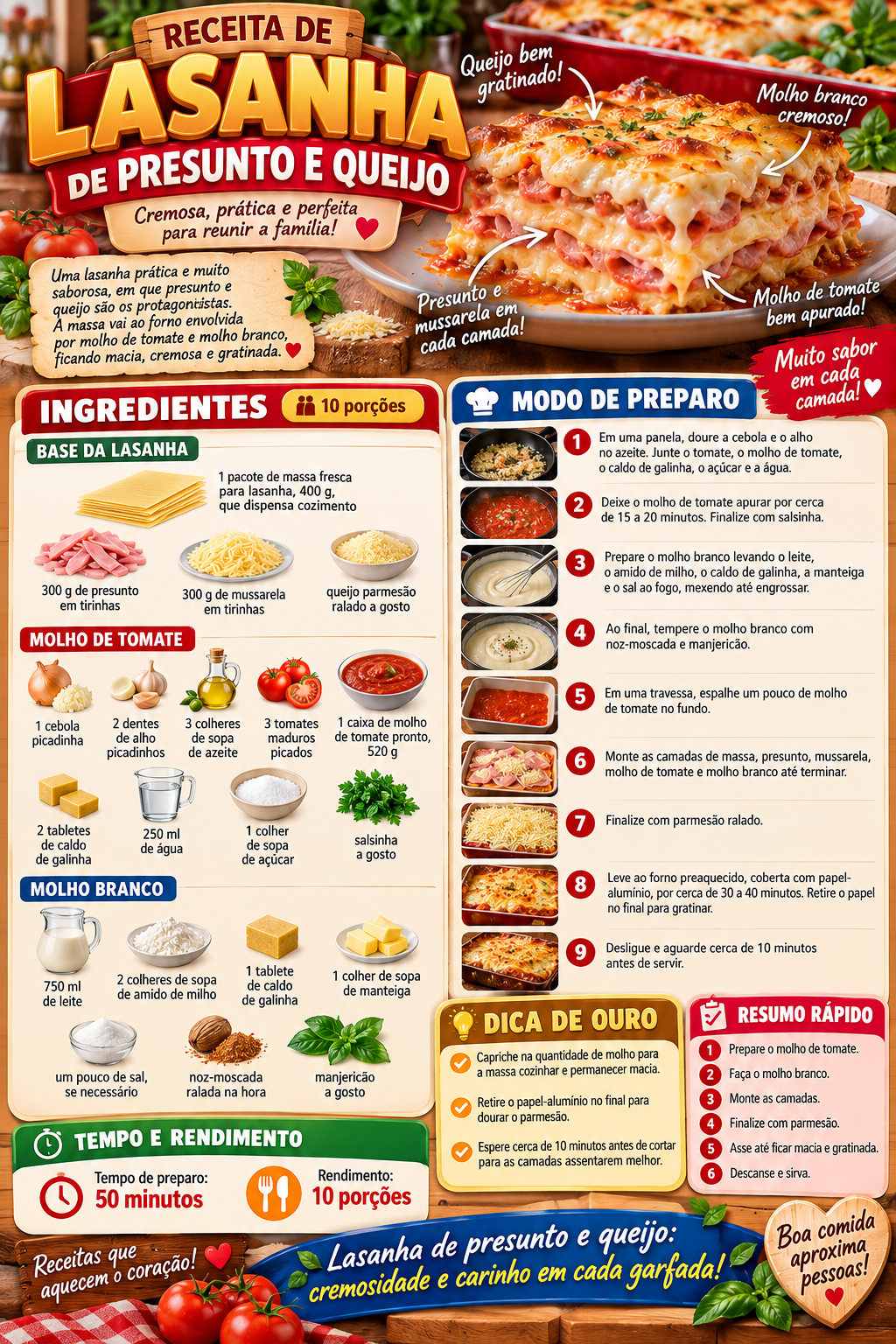 Lasanha de Presunto e Queijo