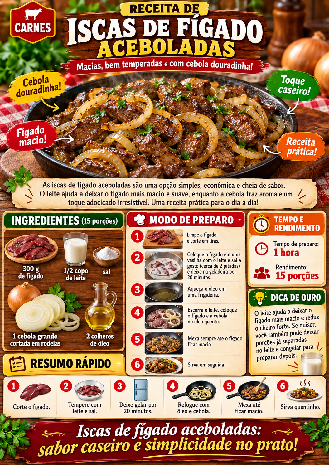 Iscas de Fígado Aceboladas