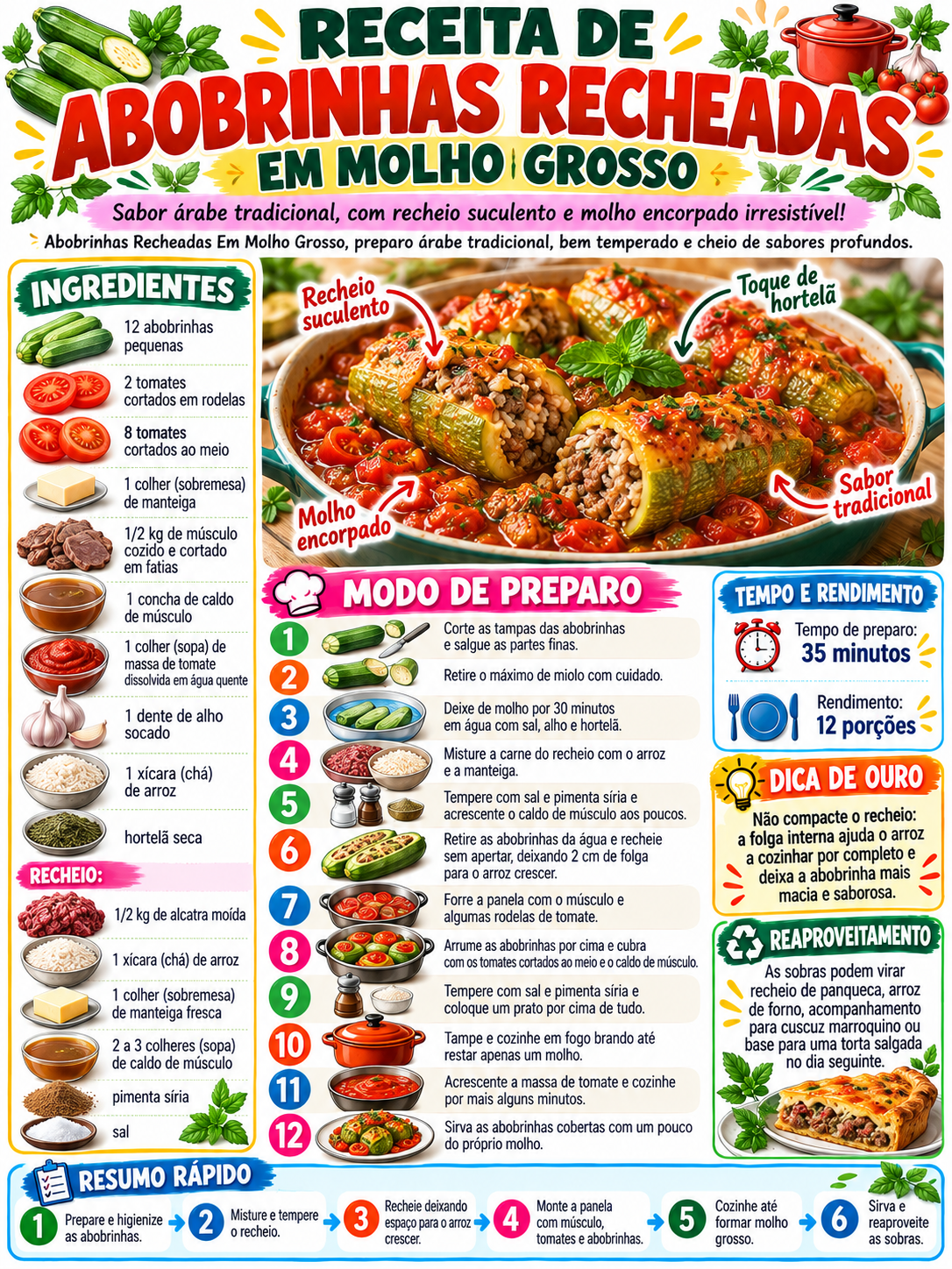 Abobrinhas Recheadas Em Molho Grosso