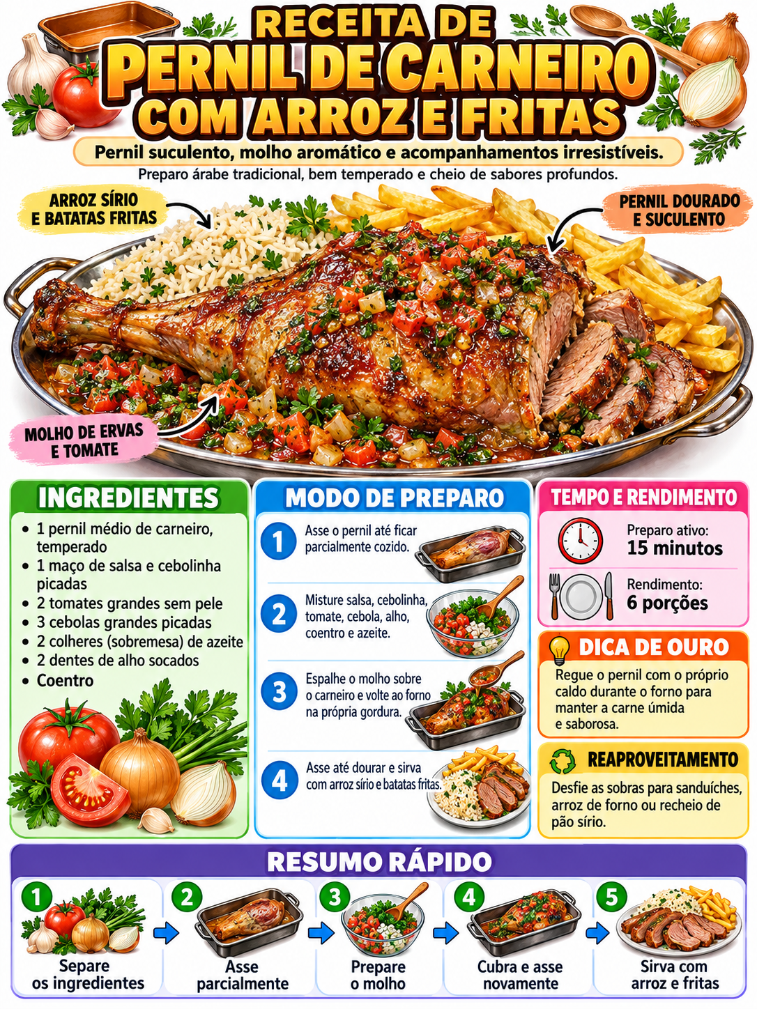 Pernil De Carneiro Com Arroz E Fritas
