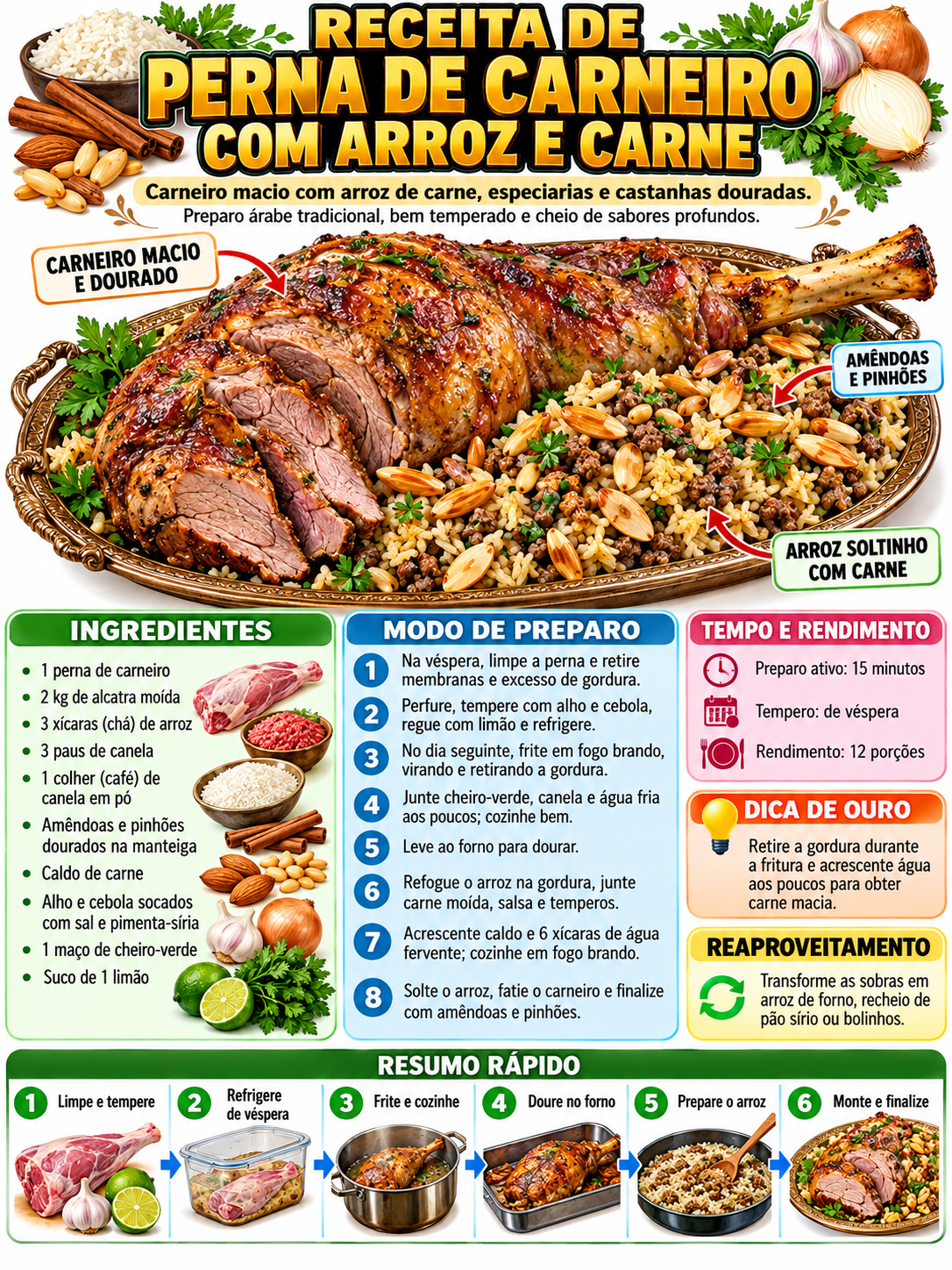 Perna De Carneiro Com Arroz E Carne
