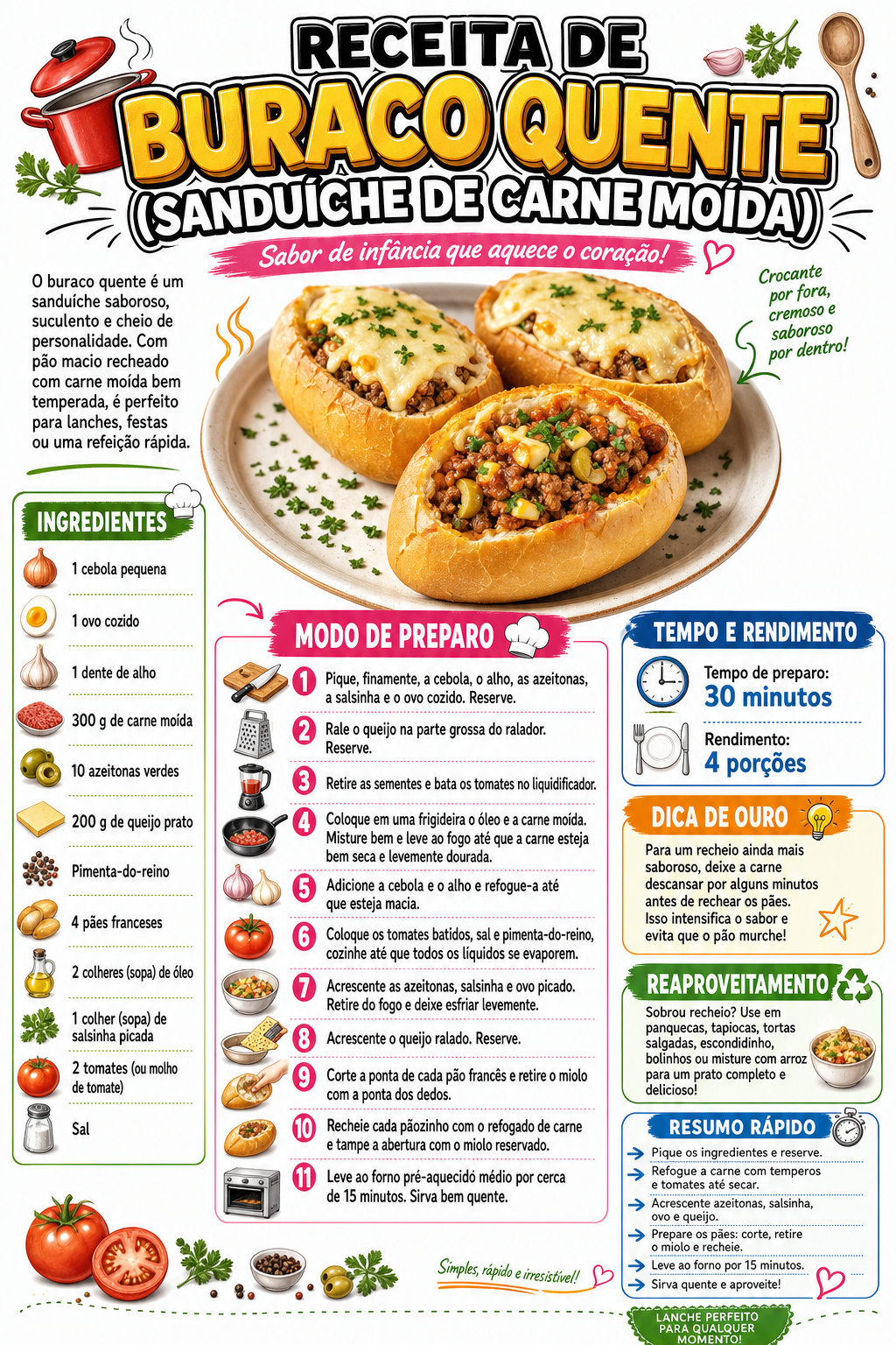 Buraco Quente (Sanduíche de Carne Moída)