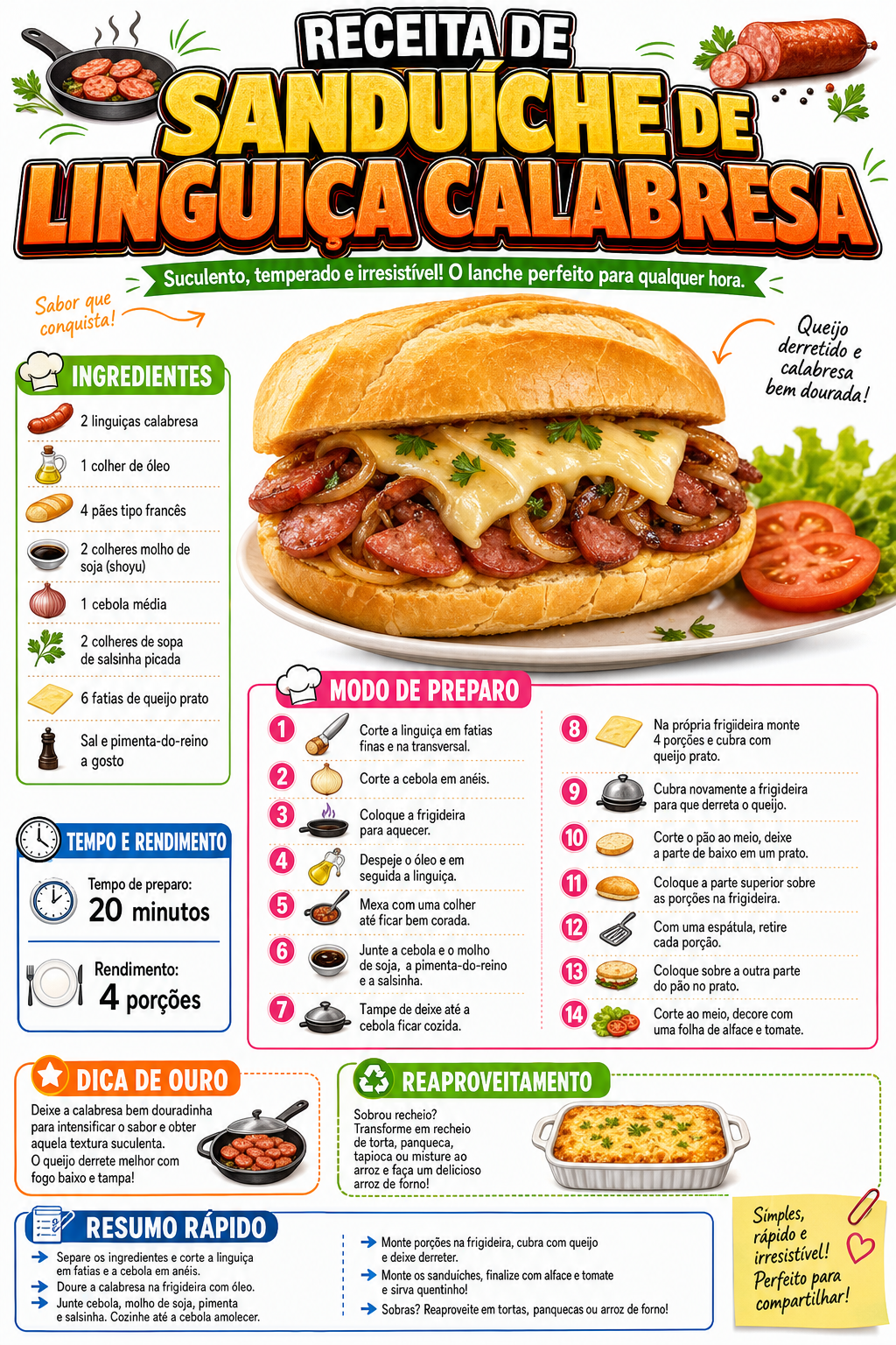 Sanduíche de Linguiça Calabresa