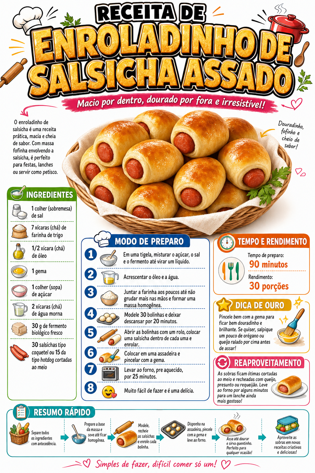 Enroladinho de Salsicha Assado