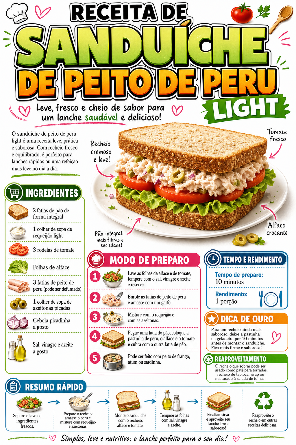 Sanduíche de Peito de Peru Light