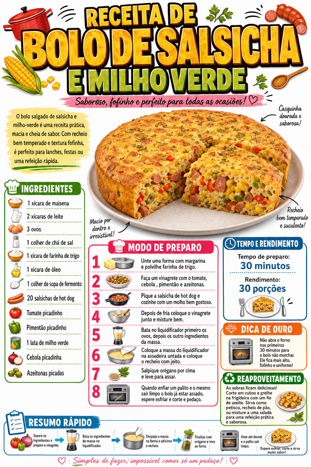 Bolo de Salsicha e Milho Verde