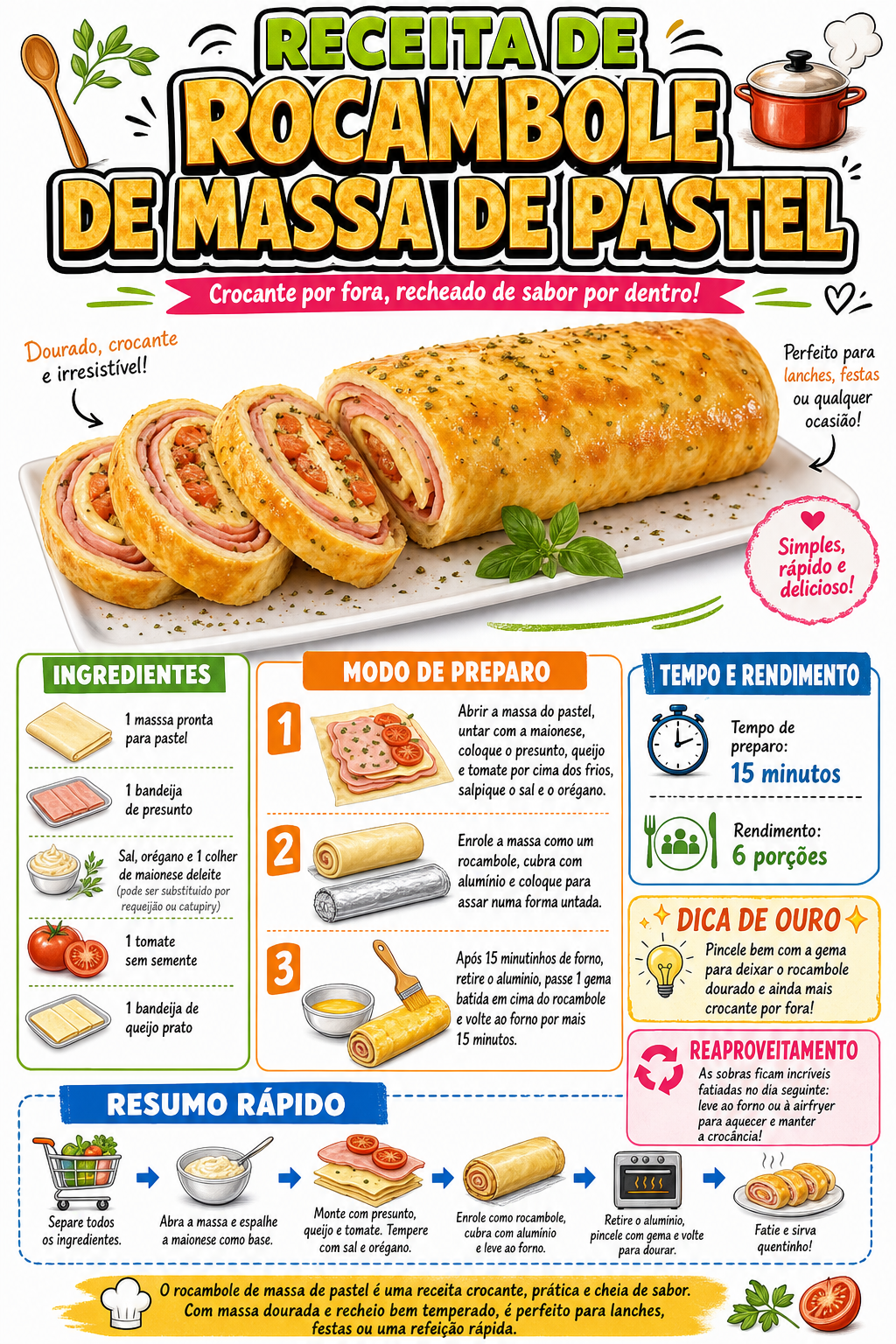Rocambole de Massa de Pastel