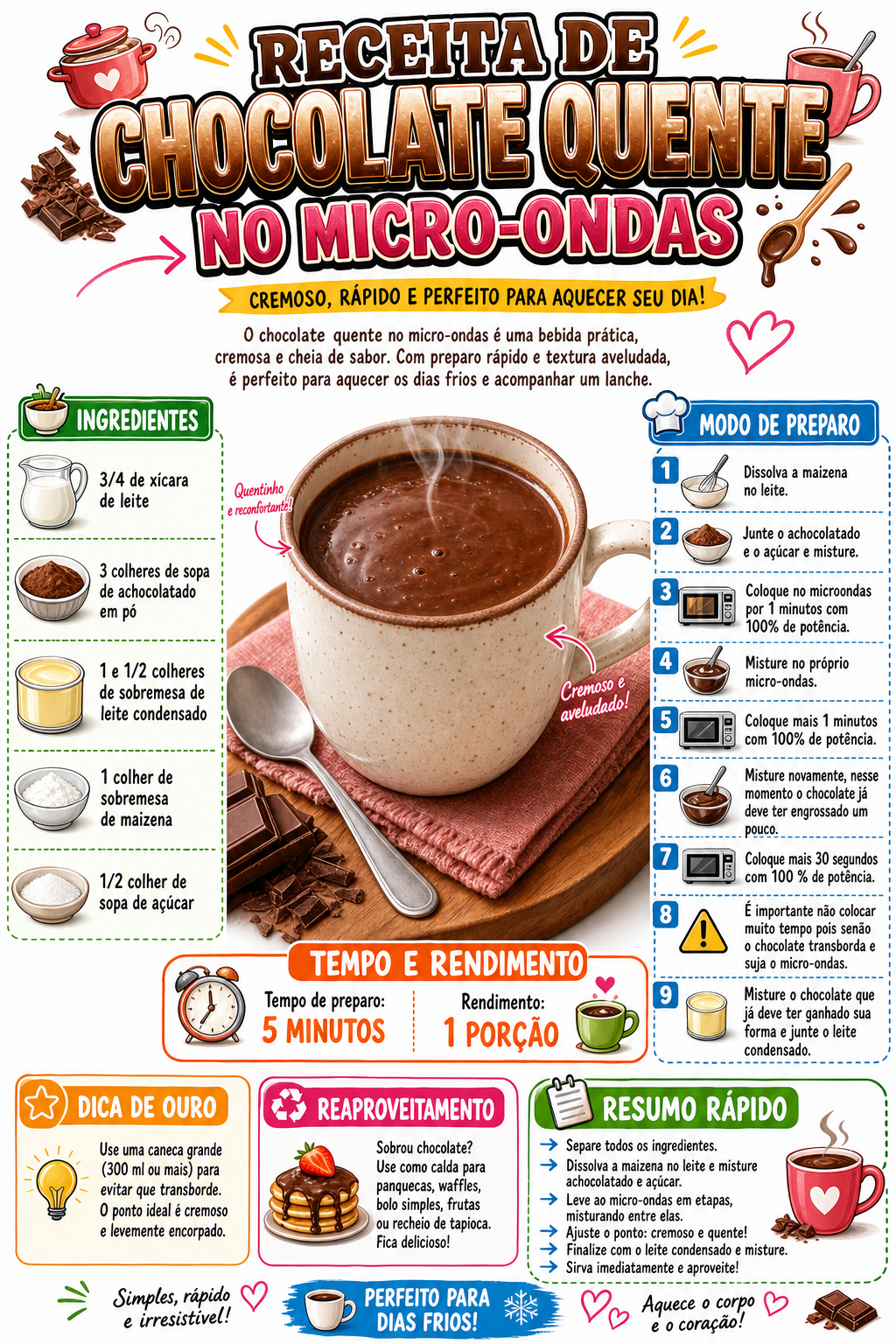 Chocolate Quente no Micro-Ondas