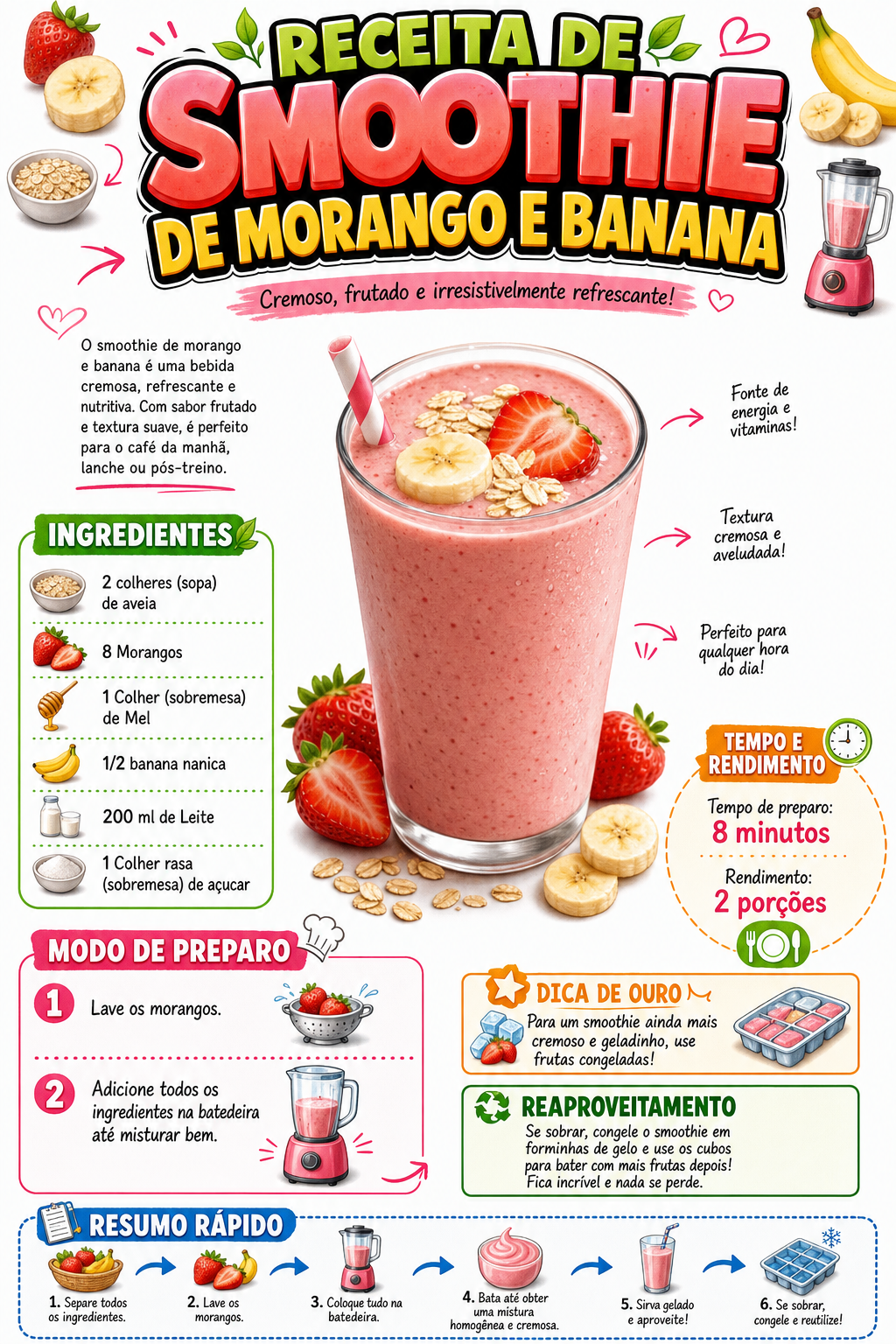 Smoothie de Morango e Banana