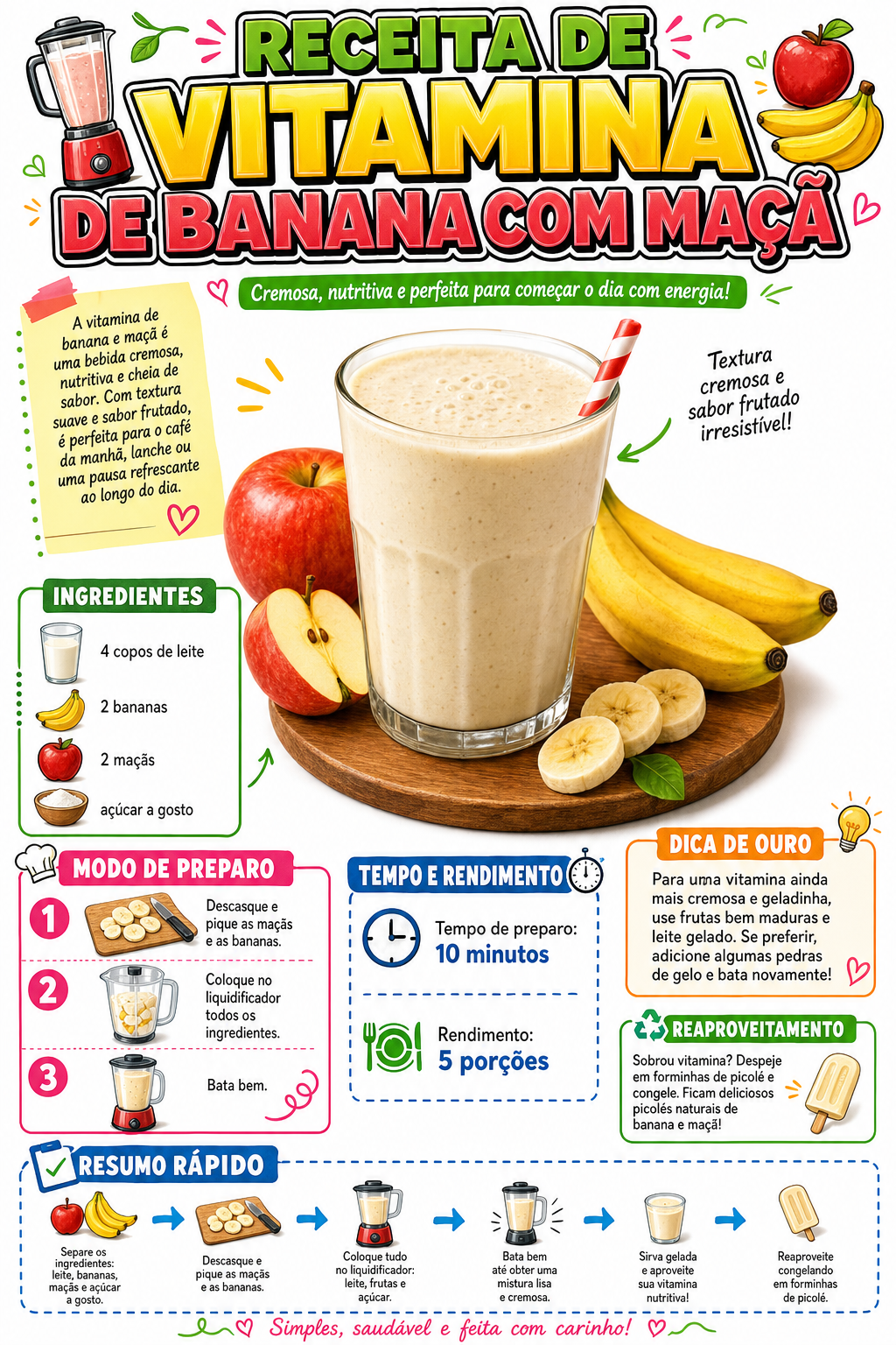 Vitamina de Banana com Maçã