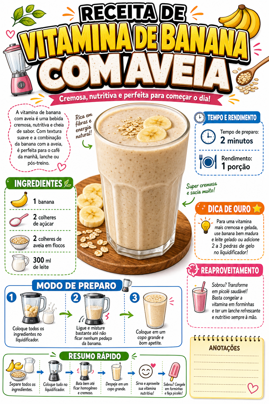 Vitamina de Banana com Aveia