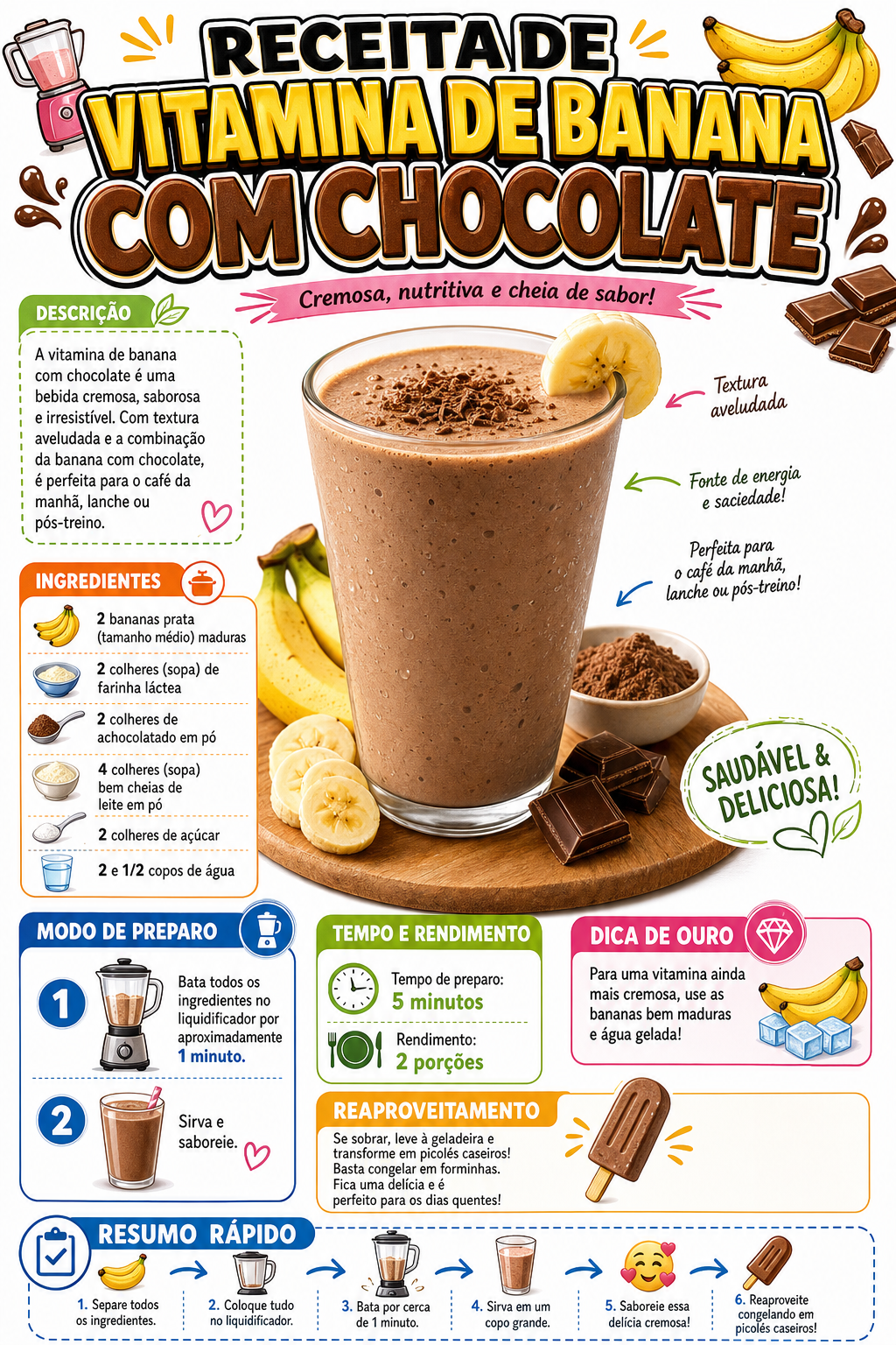Vitamina de Banana com Chocolate