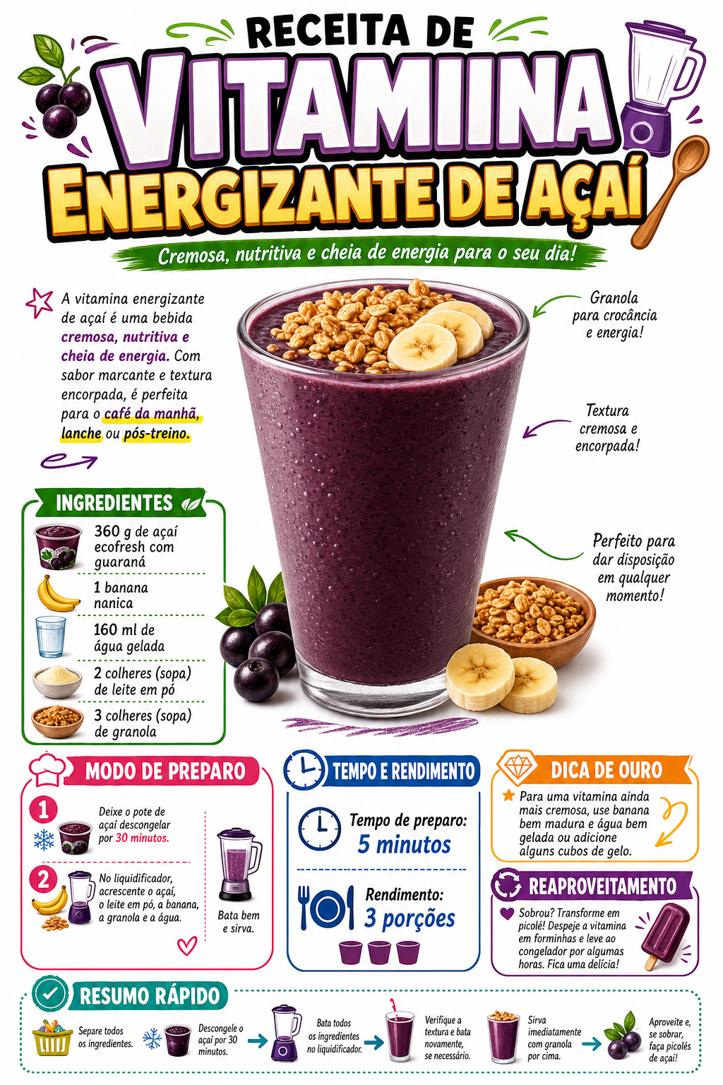 Vitamina Energizante de Açaí