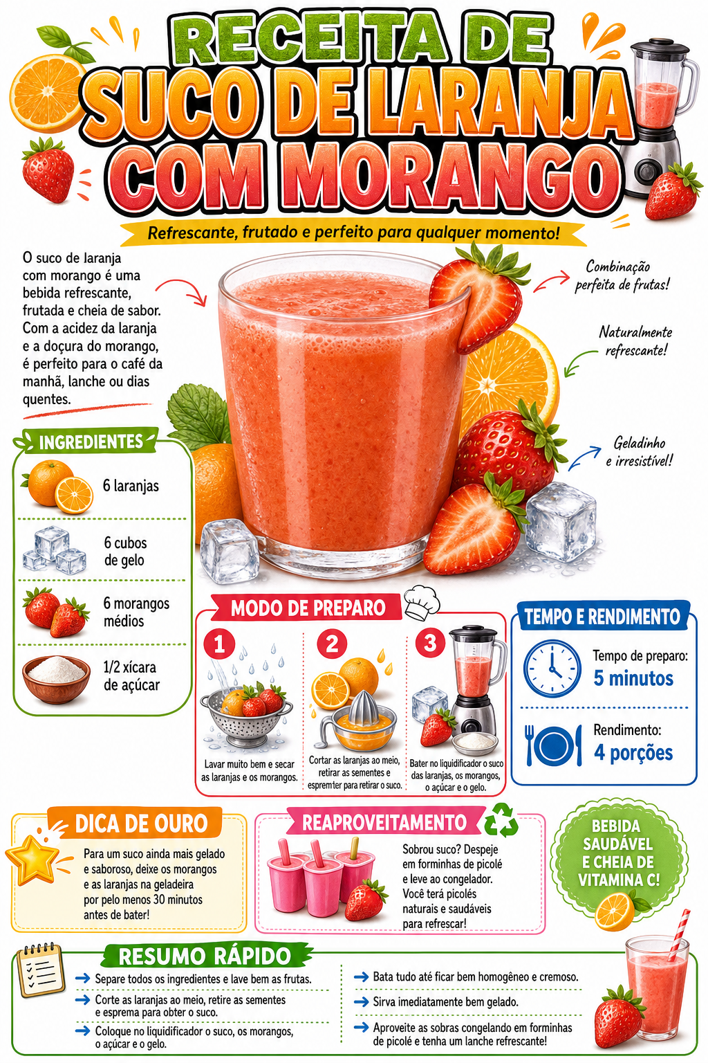 Suco de Laranja com Morango