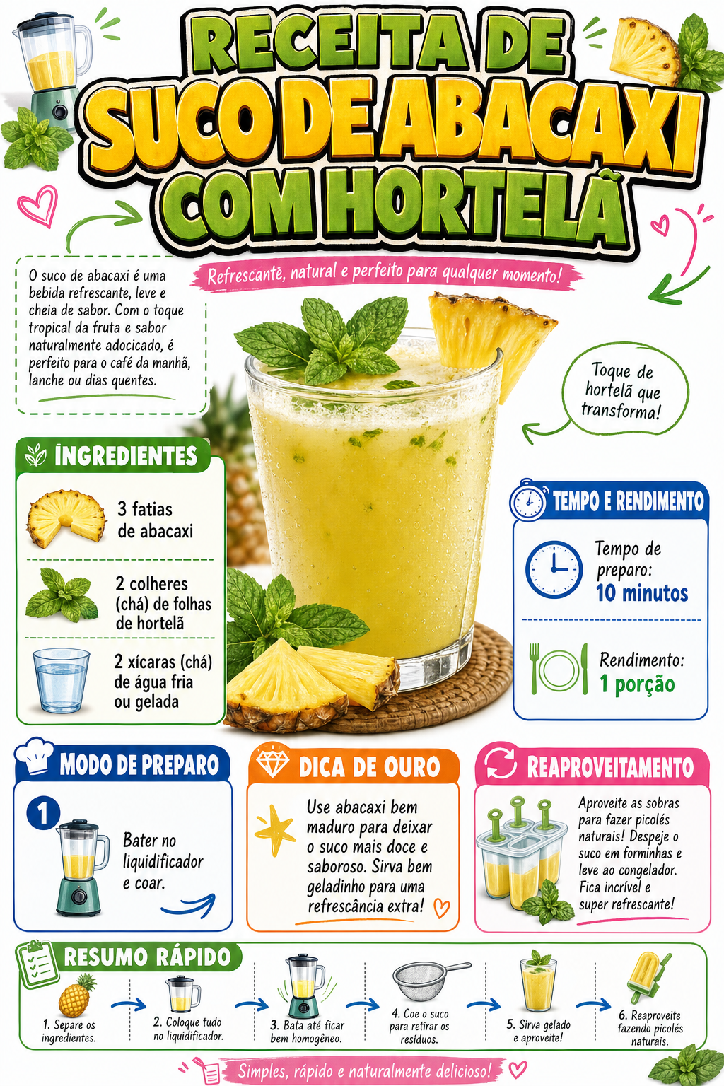 Suco de Abacaxi com Hortelã