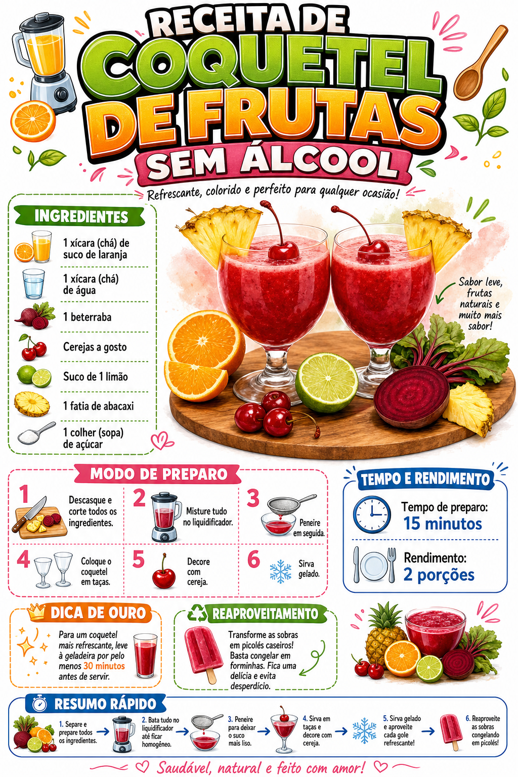 Coquetel de Frutas sem Álcool