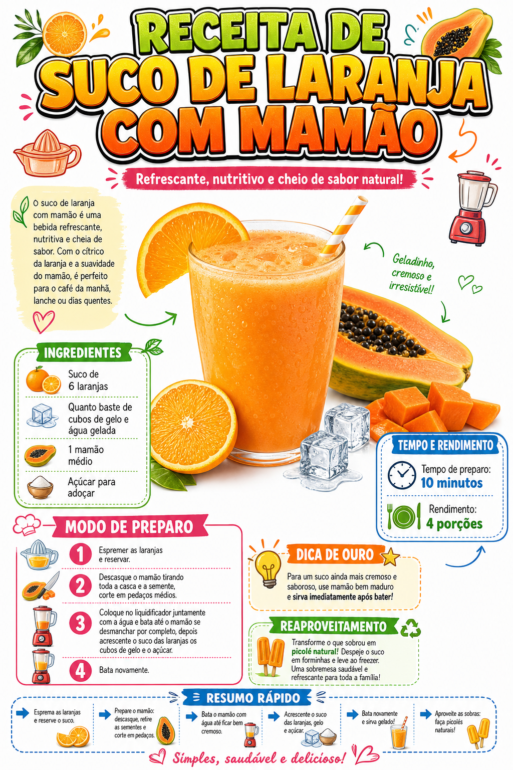 Suco de Laranja com Mamão