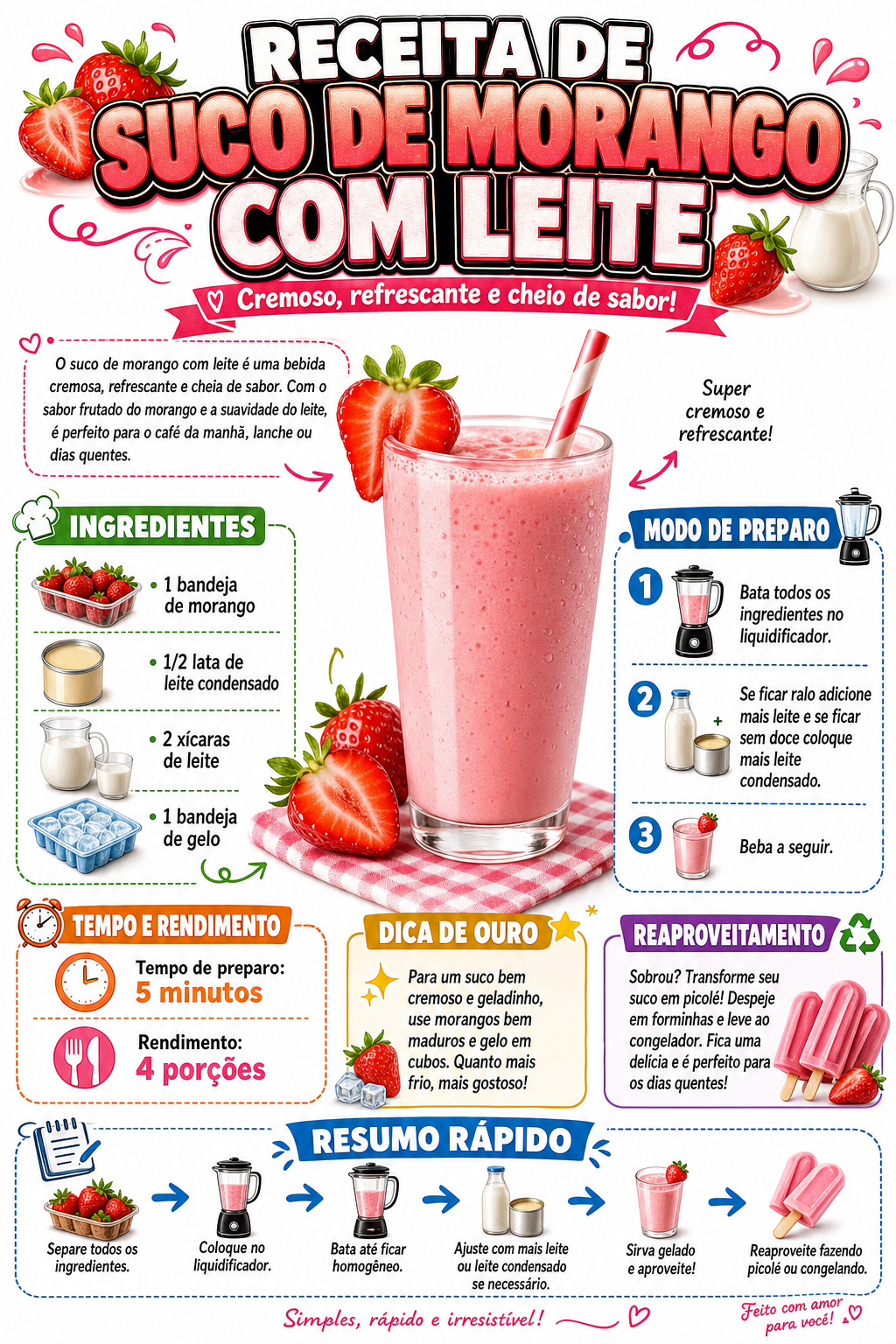 Suco de Morango com Leite