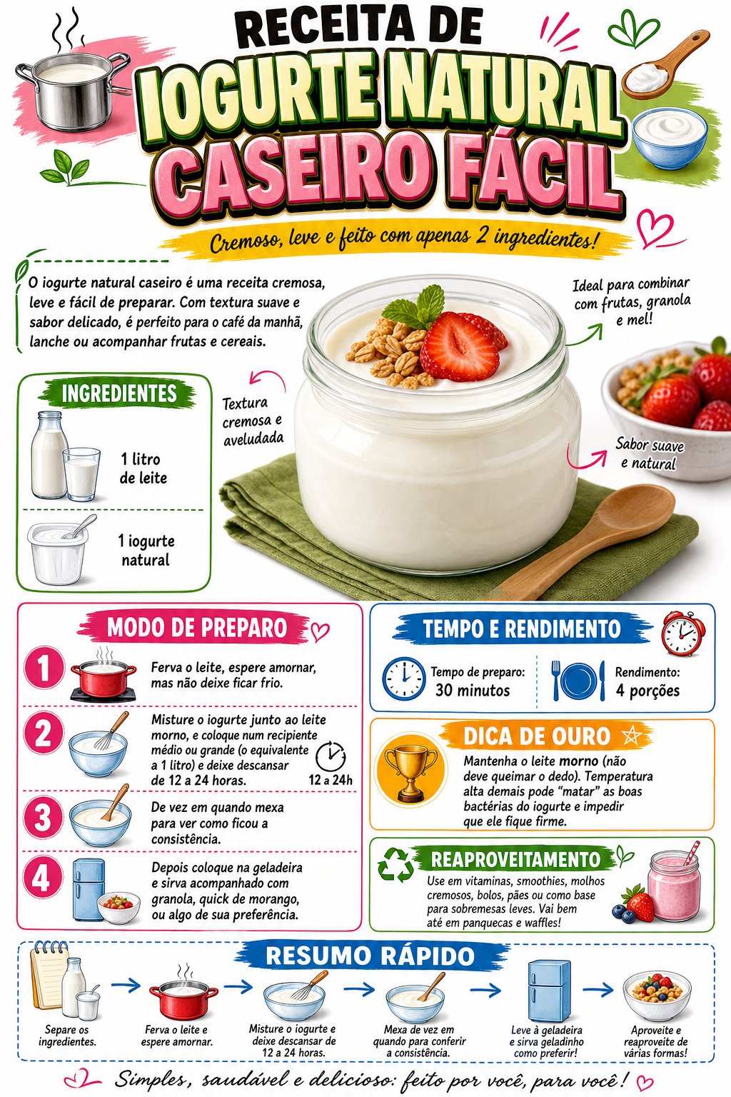 Iogurte Natural Caseiro Fácil