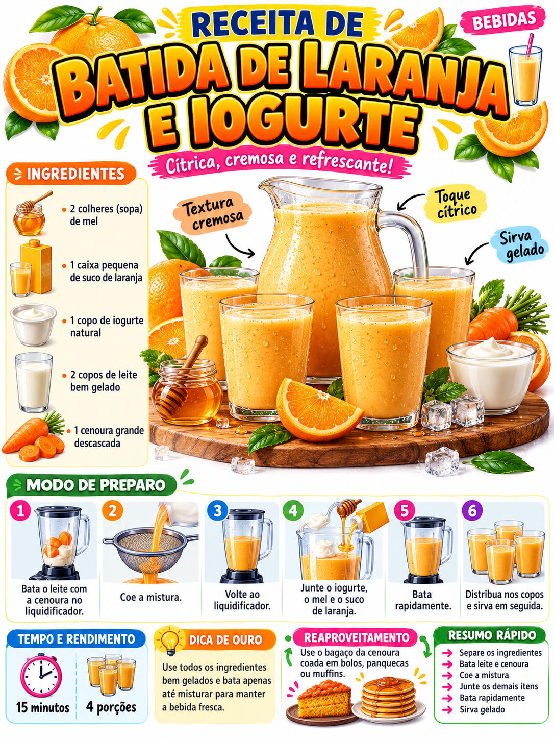 Batida de Laranja e Iogurte