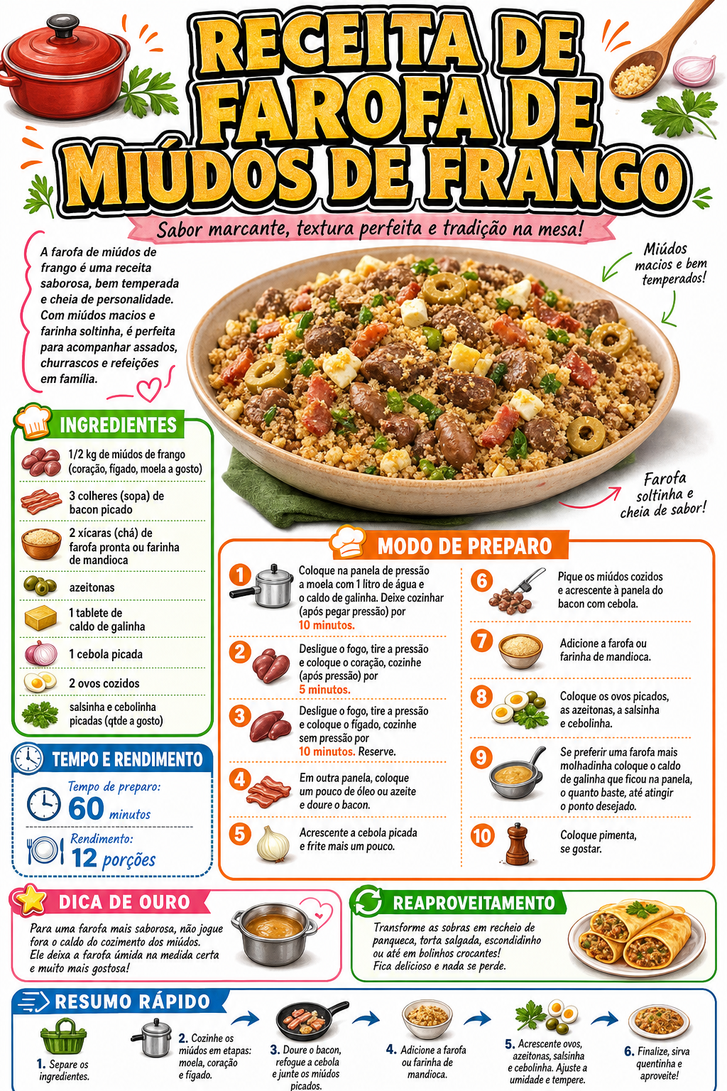 Farofa de Miúdos de Frango