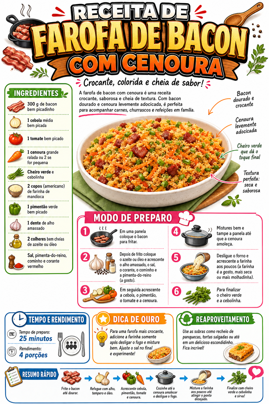 Farofa de Bacon com Cenoura